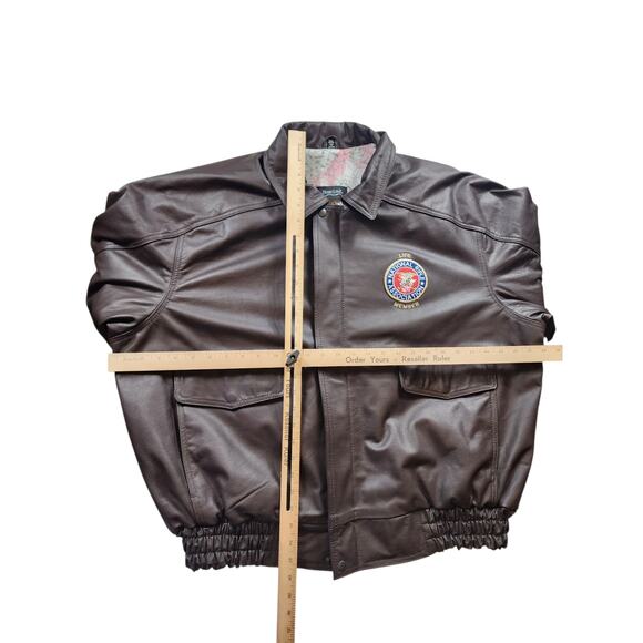 Burks Bay Leather Jacket Mens 2XL NRA Life Member Patch Logo \Bomber Vintage Y2K - Picture 15 of 16